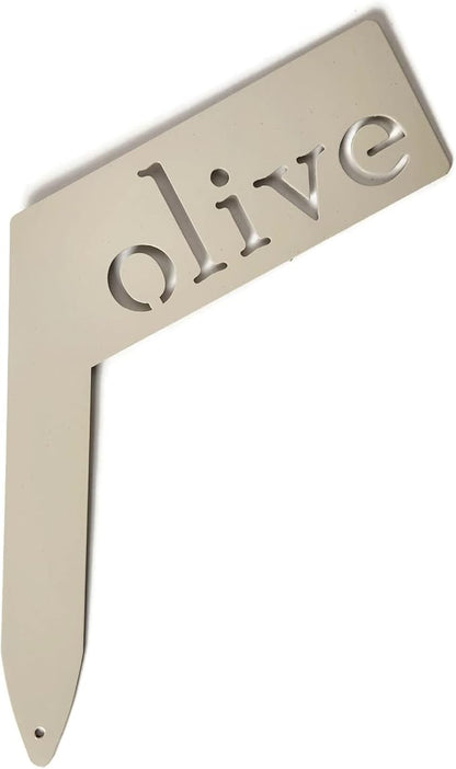 Planter Size Small Metal Garden Plant Vegetable Flower or Herb Markers 13.5 Inches Tall (olive, Cream)