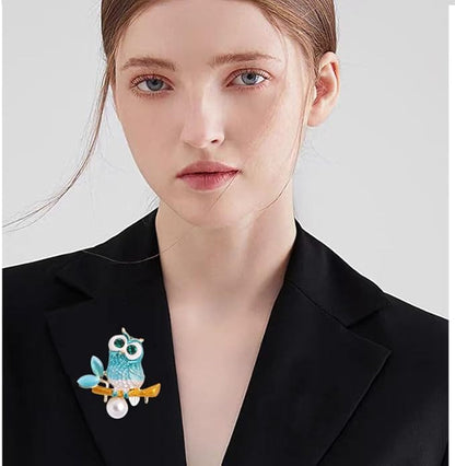 Rhinestone Owl Brooch Pin for Women Cute Big Cartoon Cat Eye Stone Owl Bird Brooch Unique Double Owl Brooch Pin Clothes Bag Hat Dress Jewelry