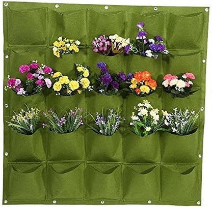 Yosoo 25 Pockets Planting Bags Wall Hanging Gardening Planter Outdoor Indoor Vertical Greening Grow Bags Flower Growing Container, Black