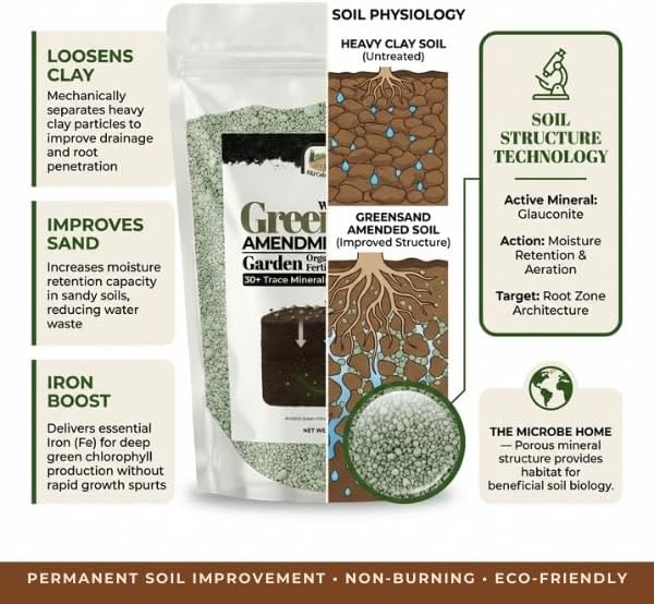 Old Cobblers Farm Greensand Fertilizer Soil - Lawns, Gardens, Trees, Shrubs, Container Plants - Organic, Sustainable Soil Improvement (5 lbs | 10 lbs | 15 lbs | 20 lbs) (20lbs)