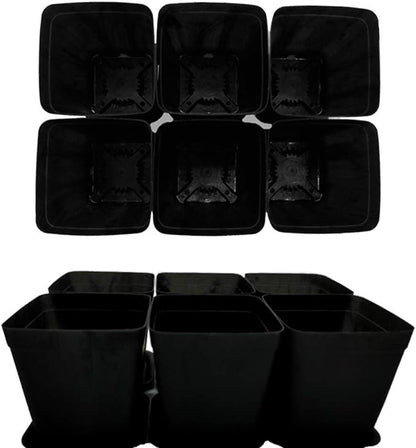 OJYUDD 24 Pack 3 Inch Black Nursery Pot Flower Pots Square Plastic Plant Pot Plastic Starter Pots with Saucer Basket Indoor Outdoor for Your Room,Garden Office and Balcony Decor