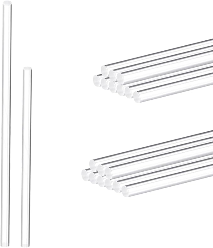 HAHIYO 12 and 15Inches 20Pcs Total (10Pcs Each) Clear Acrylic Plant Stakes Garden Stakes Plastic Rod Plant Support Stakes Floral Sticks for Orchid Tomato Vegetables Potted Indoor Outdoor Gardening