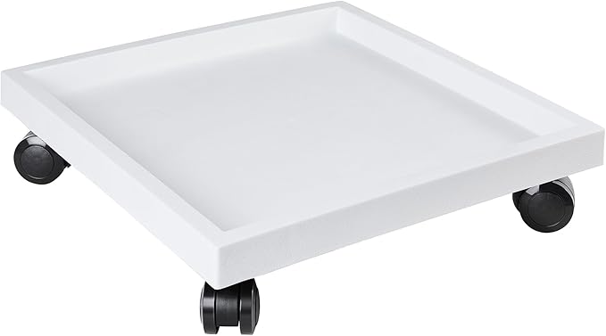 13 Inch Square Rolling Plant Caddy Saucer with Wheels, Heavy Duty Wheeled Planter Stand for Potted Plant, Coaster Roller Base Tray with Casters, Flower Pot Dolly Holder for Indoor Outdoor