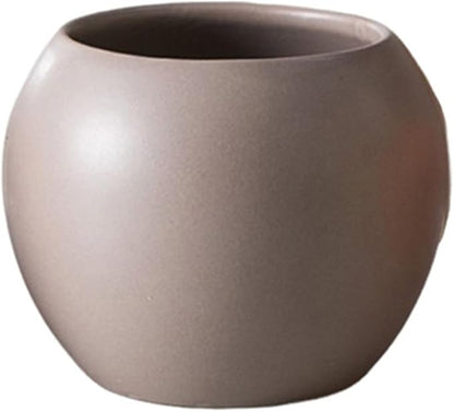 Light Gray Spherical Ceramic Plant Pots Succulent Small Planter Indoor Modern Decorative Indoor-Outdoor Garden Plant Pots with Drainage Holes - Plants Not Included 3.94 x 3.94 x 3.15 Inch