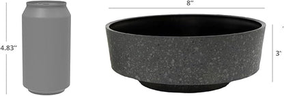 The HC Companies 8 Inch Round Plastic Succulent Capri Bowl Decorative Indoor Flower Succulent Planter Pot with Drain Plug Hole, Faux Concrete Color (2 Pack)