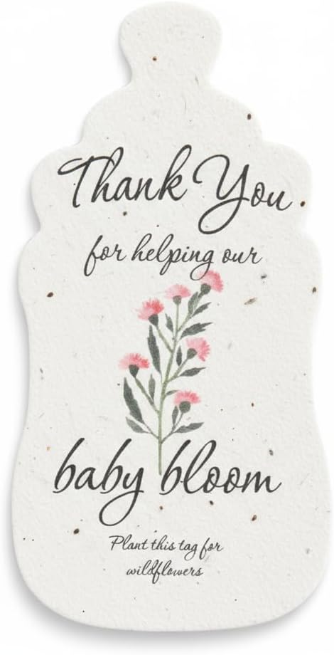 Bottle Shaped Seed Paper – 15Pcs Pink Shower Favors for Guests with Wildflower Seeds, Writable & Plantable, Shower Favor Gifts for Guest