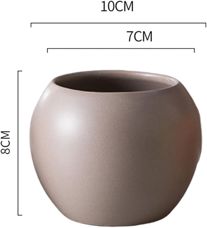 Light Gray Spherical Ceramic Plant Pots Succulent Small Planter Indoor Modern Decorative Indoor-Outdoor Garden Plant Pots with Drainage Holes - Plants Not Included 3.94 x 3.94 x 3.15 Inch