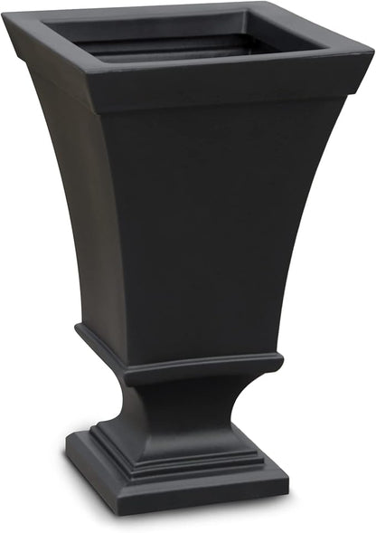 Mayne Vienna 25in Tall Urn Planter - Black - 16in L x 16in W x 25in H - with 3 Gallon Built-in Water Reservoir (5892-B)
