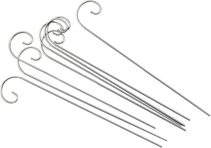 20 Pcs 20cm Silver Plant Label Hooks - Rustproof Deformed Hooks Hanging Rods, Garden Markers Hanger Sign Stake - for Flower Planter Container Accessories