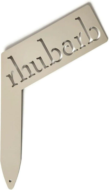 Planter Size Small Metal Garden Plant Vegetable Flower or Herb Markers 13.5 Inches Tall (rhubarb, Cream)