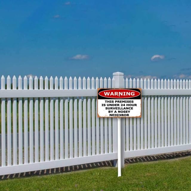 8 x 12 inch Surveillance by A Nosy Neighbor Yard Sign Stakes Outdoor Lawn Yard Signs