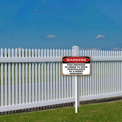 8 x 12 inch Surveillance by A Nosy Neighbor Yard Sign Stakes Outdoor Lawn Yard Signs