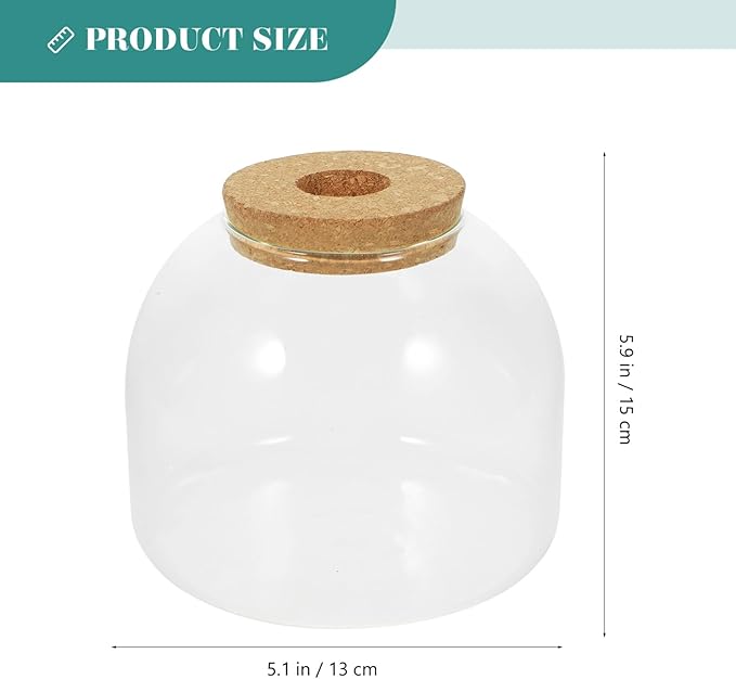 iplusmile Glass Terrarium Jar with Stopper 5.90X5.90X10.23 Inch Hydroponic Plant Container for Miniature Gardens Succulent Air Plant Display Vase for Home Office Decor