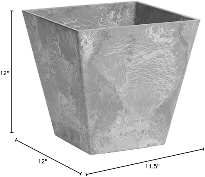 Root & Vessel, ArtStone 35120 Ella Square Planter, Grey, 12-Inch