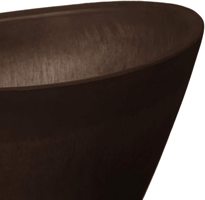 PSW Pot Collection YB41C Plastic/Stone/Wood Composite Curved Planter Pot – No Drainage Hole (Drillable), for Indoor and Outdoor Plants and Gardens, 16-inch, Chocolate