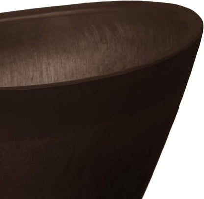 PSW Pot Collection YB41C Plastic/Stone/Wood Composite Curved Planter Pot – No Drainage Hole (Drillable), for Indoor and Outdoor Plants and Gardens, 16-inch, Chocolate