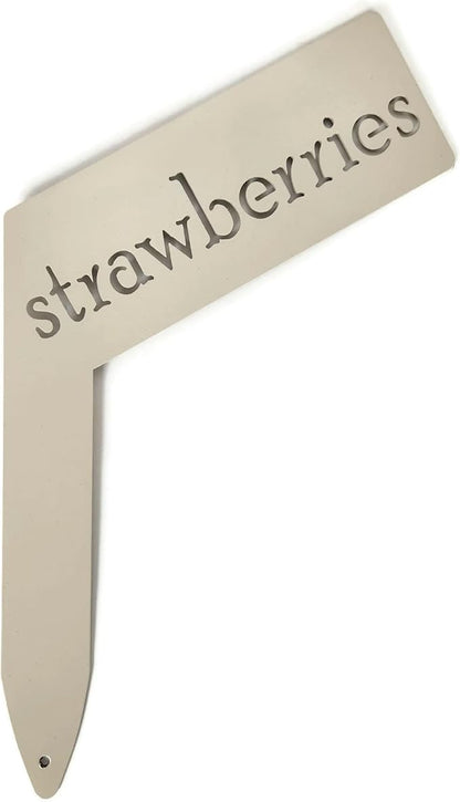 Planter Size Small Metal Garden Plant Vegetable Flower or Herb Markers 13.5 Inches Tall (strawberries, Cream)