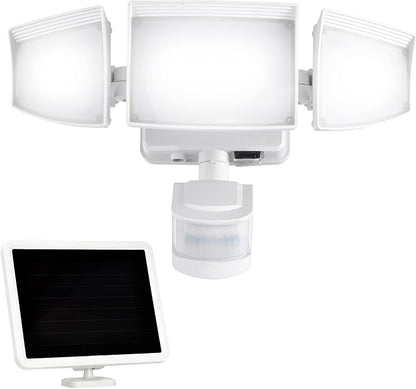 Solar Security Lights Motion Outdoor, 1800LM, Solar LED Motion Sensor Lights with 3 Adjustable Heads, 6500k, Water Resistant Flood Light for Garage, Yard, Garden (White)