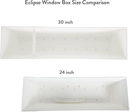 The HC Companies ECW30000A10 Indoor Outdoor 30 Inch Eclipse Series Window Flower Garden Ornamental Planter Box with Removable Attached Saucer, White