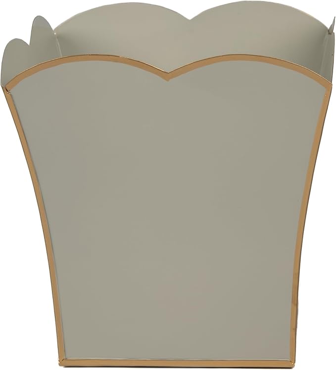 Jaye's Studio Decorative Square Cachepot Flower Pot, House Plant Pot Indoor, Modern Scalloped Planter, Boho Planter, Metal Pot - Floor, Tabletop, Porch & Window Planter for House Decor (Taupe, 8")