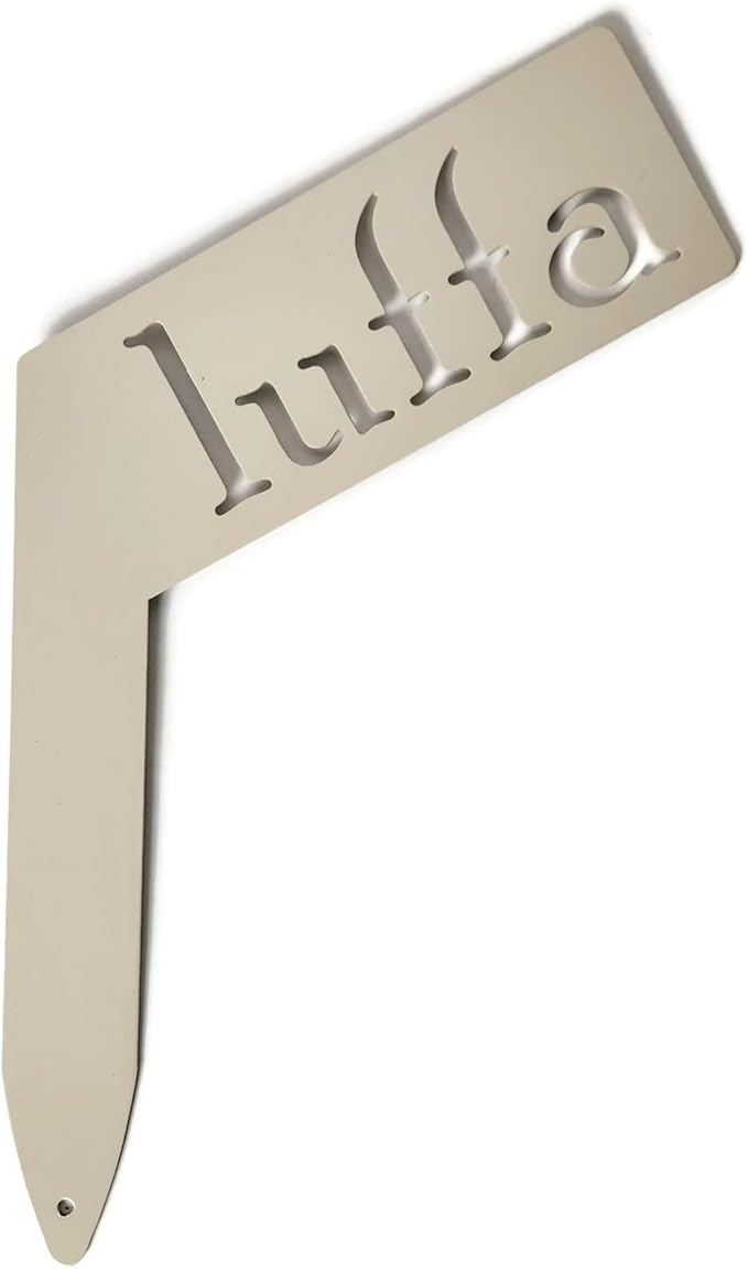 Planter Size Small Metal Garden Plant Vegetable Flower or Herb Markers 13.5 Inches Tall (luffa, Cream)
