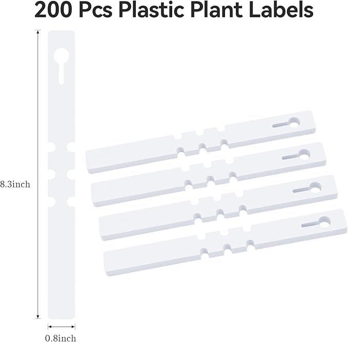 200 Pcs Plant Labels Tags, Plastic Markers Tree Tags for Outdoor, Waterproof Warp Around Hanging Name Tags for Nursery Garden (White)