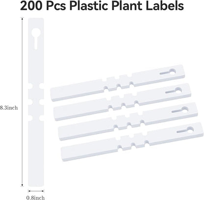 200 Pcs Plant Labels Tags, Plastic Markers Tree Tags for Outdoor, Waterproof Warp Around Hanging Name Tags for Nursery Garden (White)