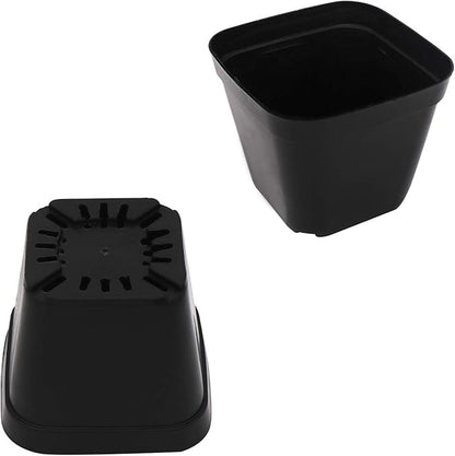 Pastic Nursery Pots Square Plant Pot 25 PCS Durable Balck Starter Container for Starting Seedlings or Succulents (4 Inch)