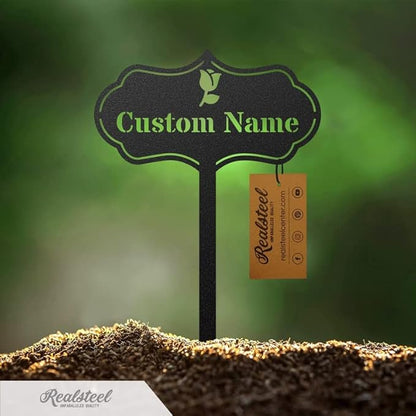 RealSteel Custom Seed & Plant Markers – Metal Garden Stakes for Herbs, Fruits & Vegetables | Elegant Steel Plant Labels for Pots, Raised Beds & Outdoor Gardens | Farmhouse & Greenhouse | Rose Icon