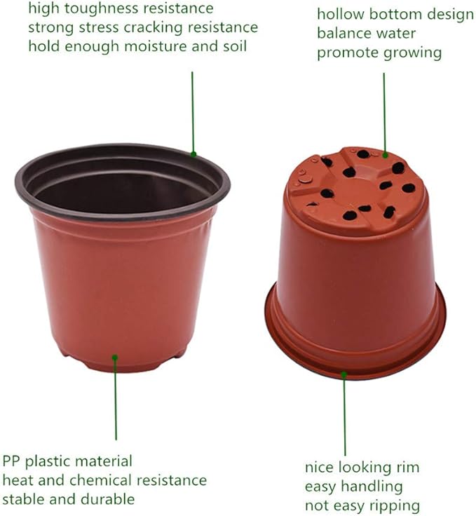 5.3" Seedling Pots Plastic Plant Pots Seedling Cups Nursery Pots Plant Container Replacement for Seeds Germination, Seedlings Growing, Succulents Planting, Seeds Starting 100 Pcs