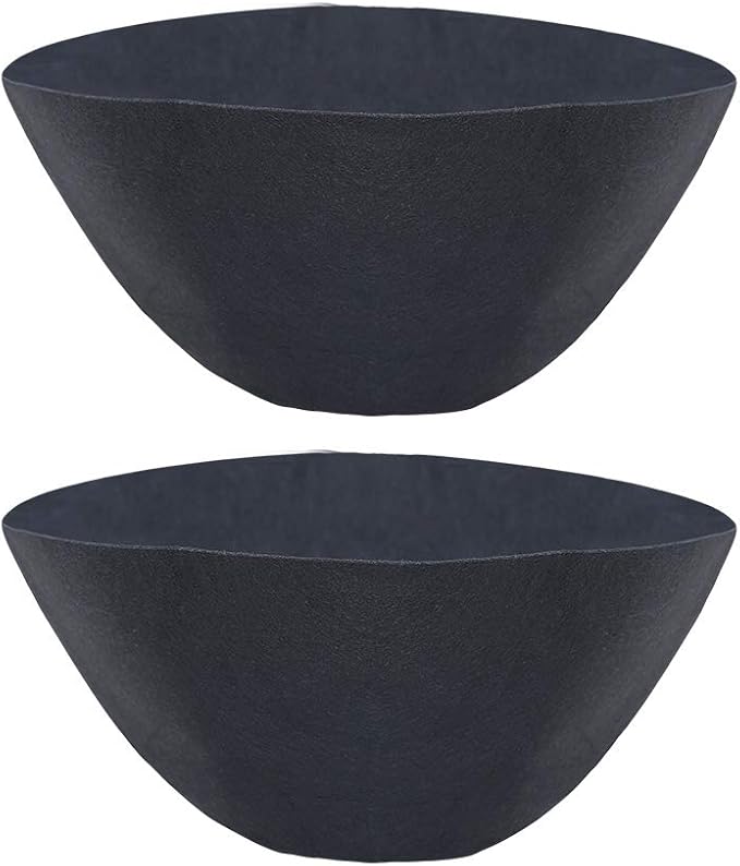 Non-Woven Fabric Plant Grow Bags Replacement Coco Liner Window Basket,Trough Shaped Wall and Deck Mount Planters,Round Hanging Basket (2Pack, 14IN)
