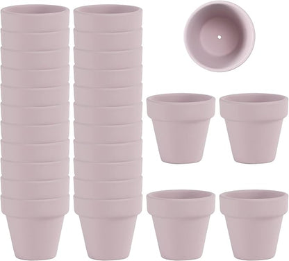 Fcacti 27 Pcs Small Mini Pink Clay Pots 2.1'' Terracotta Pot Clay Ceramic Pottery Planter Cactus Flower Pots Succulent Nursery Pots- Great for Window Boxes, Cactus, Plants, Crafts, Wedding Favors
