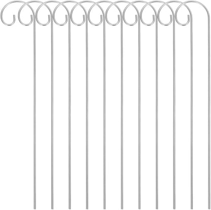 20pcs Plant Tag Pole Floral Sticks for Arrangements Short Shepherds Hooks for Outdoor Floral Card Holder Lantern Hooks Outdoor Shepherds Hook for Bird Feeder Silver Iron