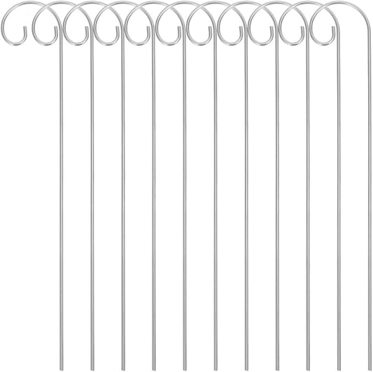 20pcs Plant Tag Pole Floral Sticks for Arrangements Short Shepherds Hooks for Outdoor Floral Card Holder Lantern Hooks Outdoor Shepherds Hook for Bird Feeder Silver Iron