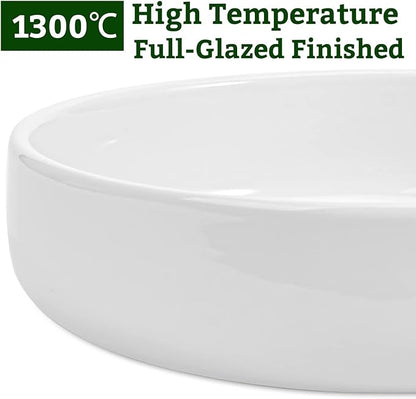 ZOUTOG Succulent Pots,6 Inch Succulent Planters with Drainage and Tray,White Ceramic Planters for Indoor Plants,Round Shallow Flower Plant Pots,Pack of 2