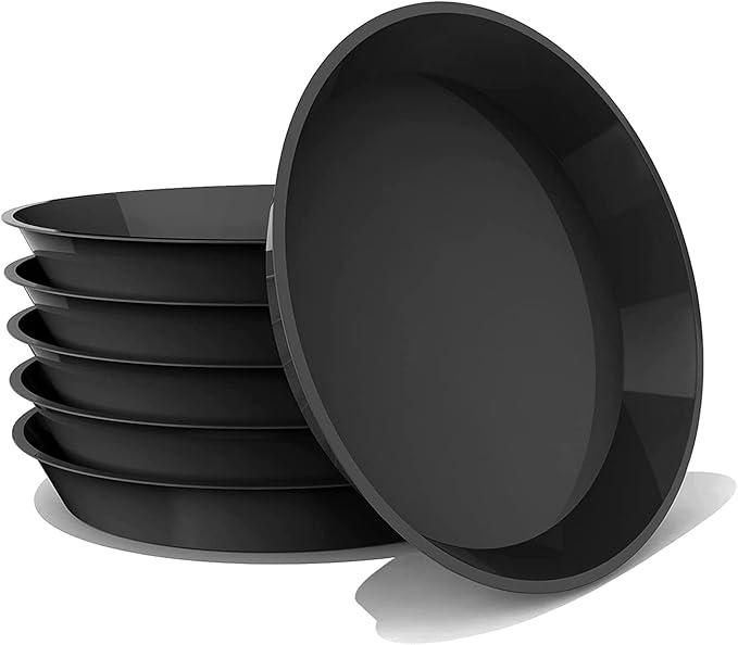 6 Pack Plant Saucer 4 6 8 10 12 14 16 18 20 22 Inch Plastic Plant Tray, Sturdy and Durable Flower Pot Container Accessories Plant Pot Saucers for Indoor and Outdoor (4 Inch, Black)