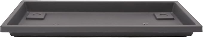 The HC Companies 23.5 Inch Venetian Rectangular Plant Saucer - Indoor Outdoor Plastic Plant Trays for Pots - 23.5"x7.5"x1.3" Warm Gray