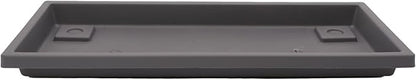 The HC Companies 23.5 Inch Venetian Rectangular Plant Saucer - Indoor Outdoor Plastic Plant Trays for Pots - 23.5"x7.5"x1.3" Warm Gray