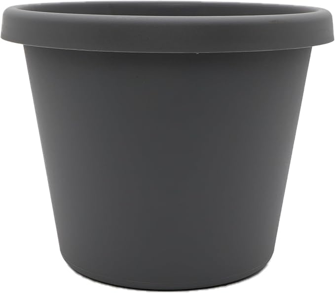 The HC Companies Prima Round Plastic Plant Pot w/Rolled Rim - Lightweight & UV Resistant Flower Pot for Herbs & More - Outdoor & Indoor Plant Pots w/Drainage (16 inch, Warm Gray, Pack of 1)