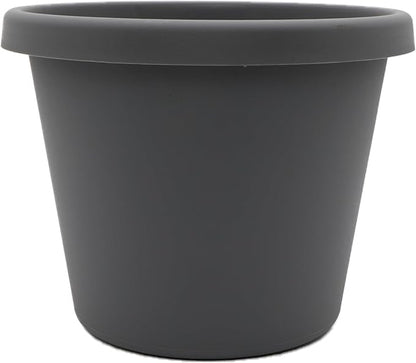 The HC Companies Prima Round Plastic Plant Pot w/Rolled Rim - Lightweight & UV Resistant Flower Pot for Herbs & More - Outdoor & Indoor Plant Pots w/Drainage (16 inch, Warm Gray, Pack of 1)