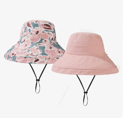 Wide Brim Women Sun Hat Summer Beach Bucket Fishing Hats Metal Wired Edge Packable UV Protection for Hiking Garden Travel