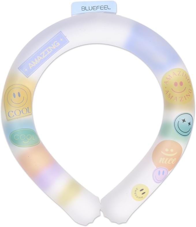BLUEFEEL Neck Cooler Ice Ring | Wearable Cooling Tube Neck Wrap with Gel Ice Pack | Personal Air Conditioner for Heat Relief, Outdoor Activities, Hot Summer - Instant Freeze Below 64°F (Smile)