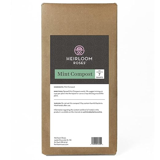 100% Natural Mint Compost by Heirloom Roses - 7 Quarts