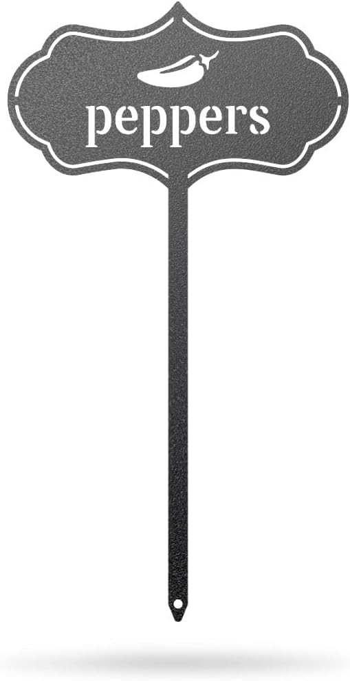 RealSteel - Seed & Plant Markers - Indoor/Outdoor Herb Garden Stakes - Elegant Fruit/Vegetable Seed Labels - Durable Plant Tags for Pots - Classy Design for Farmhouse/Greenhouse (Peppers)