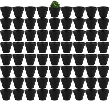 Yishang 1.9 Inch Tiny Black Terracotta Pots Pack of 72-Small Mini White Clay Pots with Drainage Holes Flower Nursery Terra Cotta Planter for Tiny Cactus,Herb,Succulent Plants,Crafts