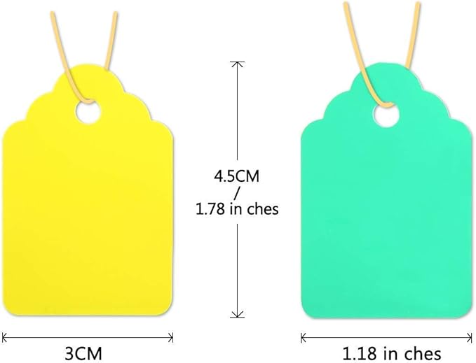 500pcs Waterproof Tags with String, Plastic Reusable Plant Labels Hanging Marking Tags for Gardening Jewelry Clothing(5 Colors/4.53cm)