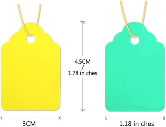 500pcs Waterproof Tags with String, Plastic Reusable Plant Labels Hanging Marking Tags for Gardening Jewelry Clothing(5 Colors/4.53cm)
