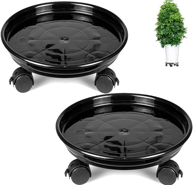 Yiting Plant Caddy with Wheels Heavy-Duty Rolling Plant Stand with Wheels Plant Dolly with Casters for Indoor and Outdoor Plant Roller Base Plant Saucer Mover (12 inch, Black)