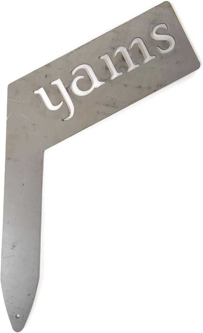 Planter Size Small Metal Garden Plant Vegetable Flower or Herb Markers 13.5 Inches Tall (yams, Raw, Unfinished Steel)