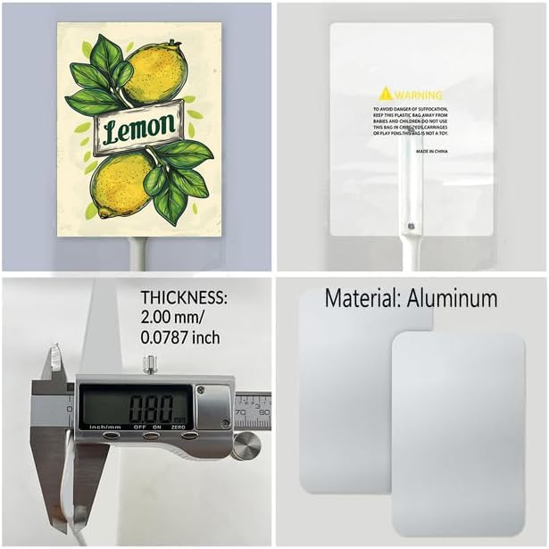 Uptell Vintage Aluminum Lemon Fruit Signs Yard Sign with Stake for Garden Fruit Garden Label Stakes Plant Markers for Outdoor Plants Waterproof 7x8.8 inch